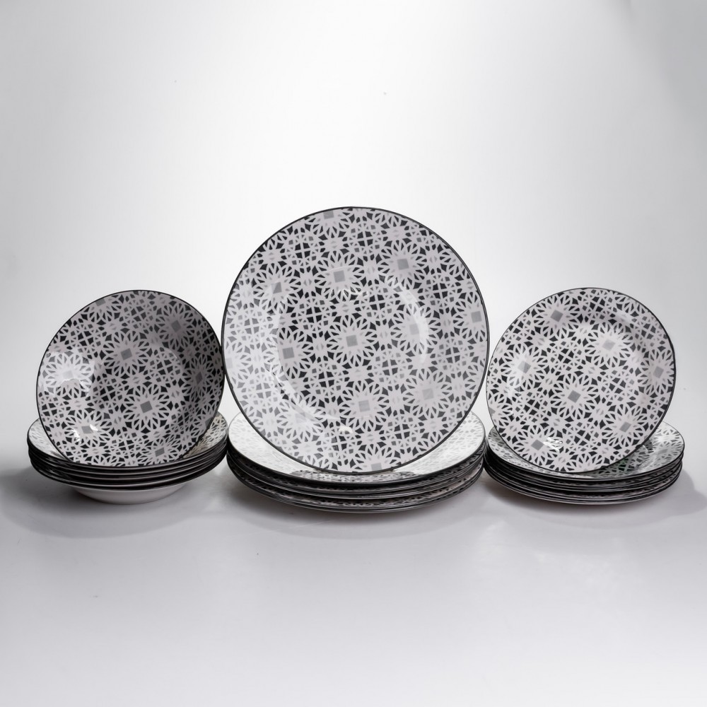 Столовый сервиз на 6 персон 18 предметов набор фарфоровых тарелок HP-HK-A2