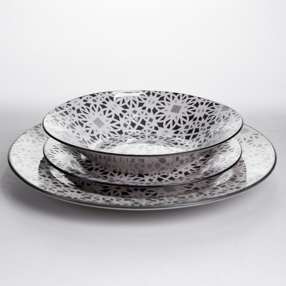 Столовый сервиз на 6 персон 18 предметов набор фарфоровых тарелок HP-HK-A2