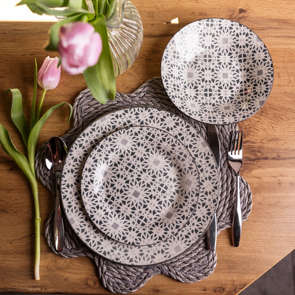 Столовый сервиз на 6 персон 18 предметов набор фарфоровых тарелок HP-HK-A2