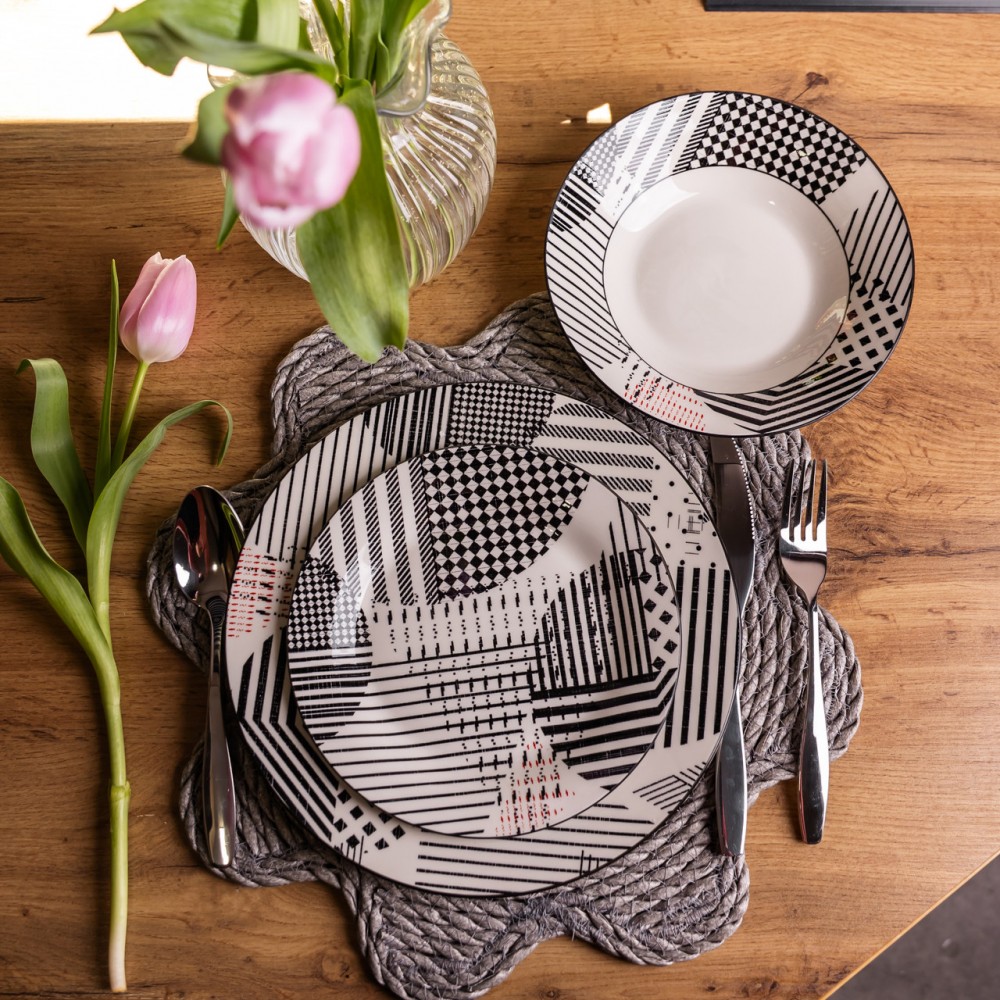 Столовый сервиз на 6 персон 18 предметов набор фарфоровых тарелок HP-HK-A3