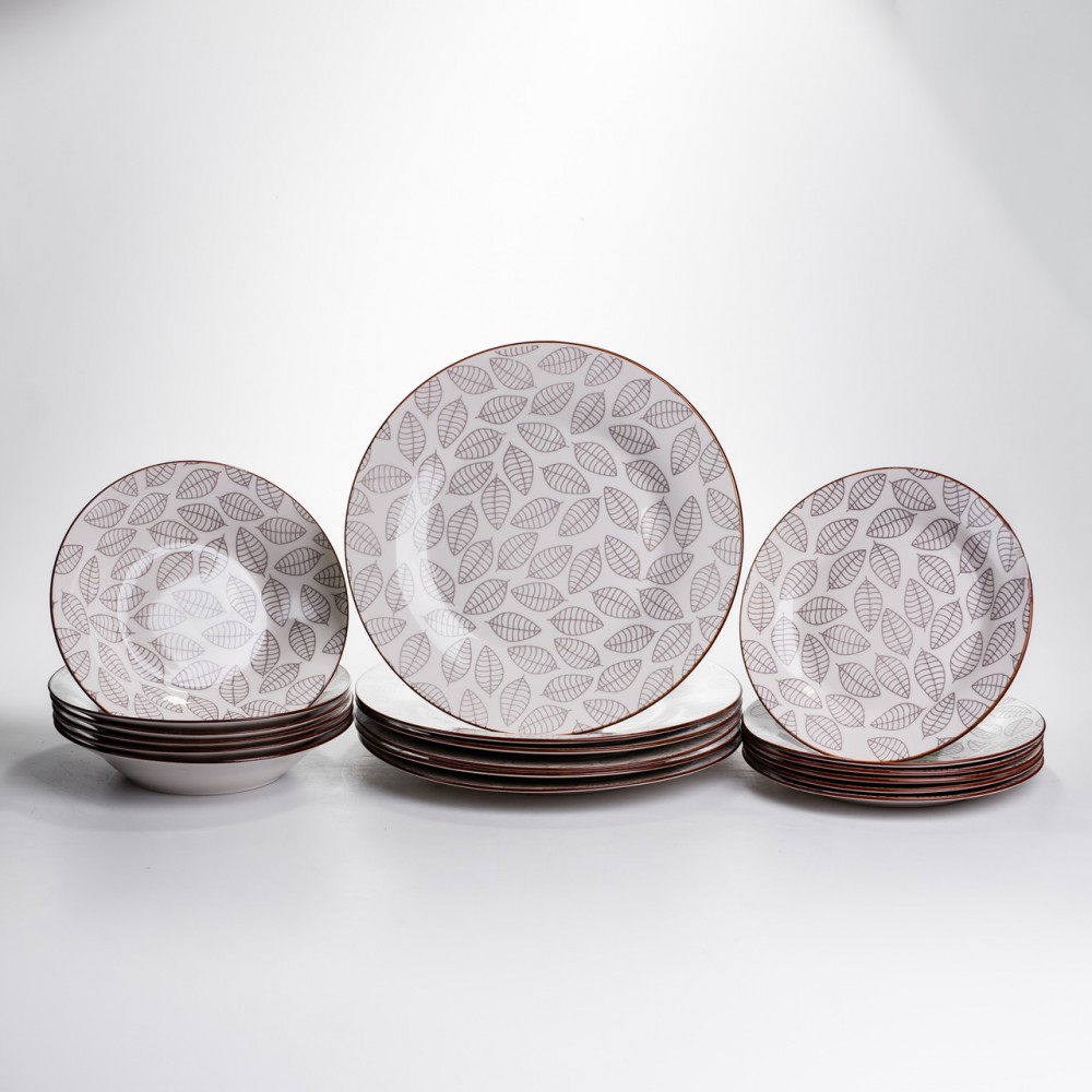 Столовый сервиз на 6 персон 18 предметов набор фарфоровых тарелок HP-HK-A6