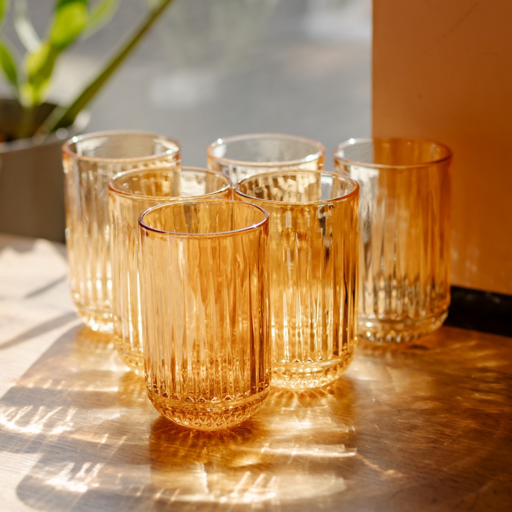 Набор стаканов из толстого стекла 6 штук по 400 мл янтарный HP-19-247