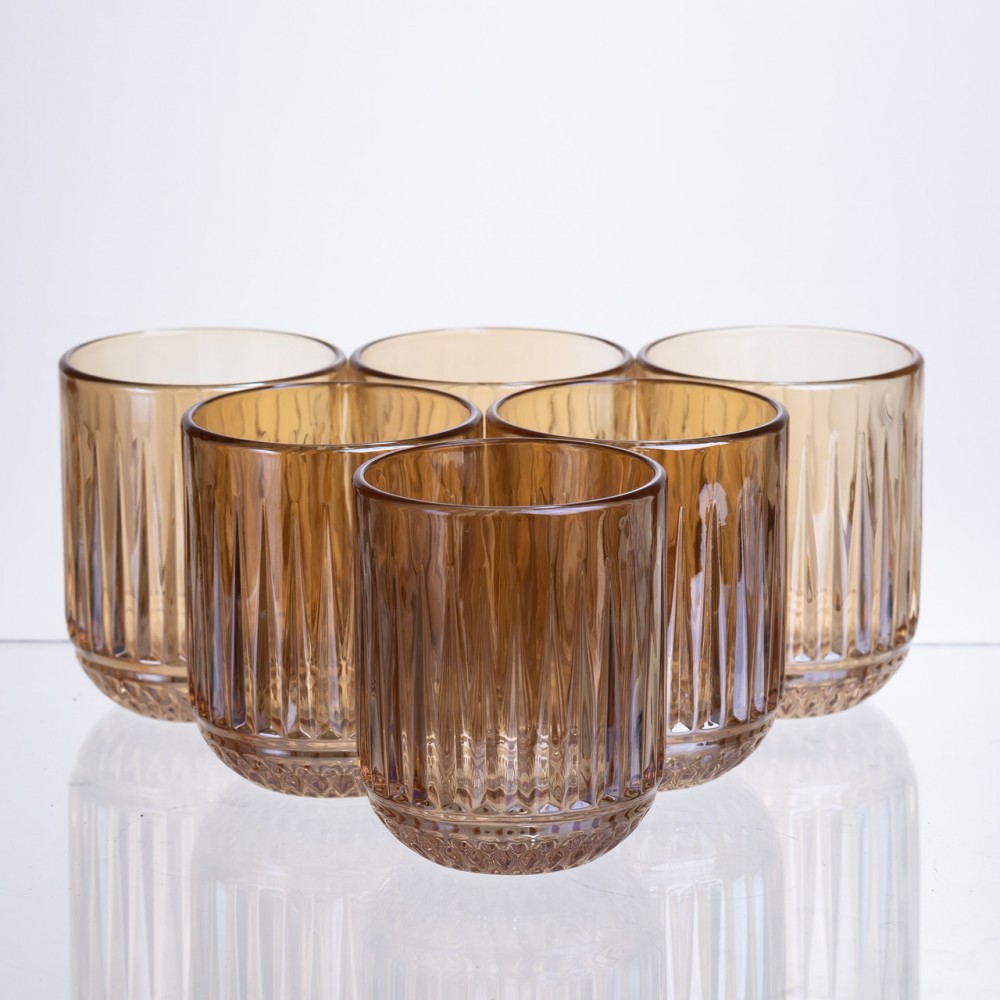 Набор стаканов 6 штук 250 мл из толстого стекла янтарный HP-19-248