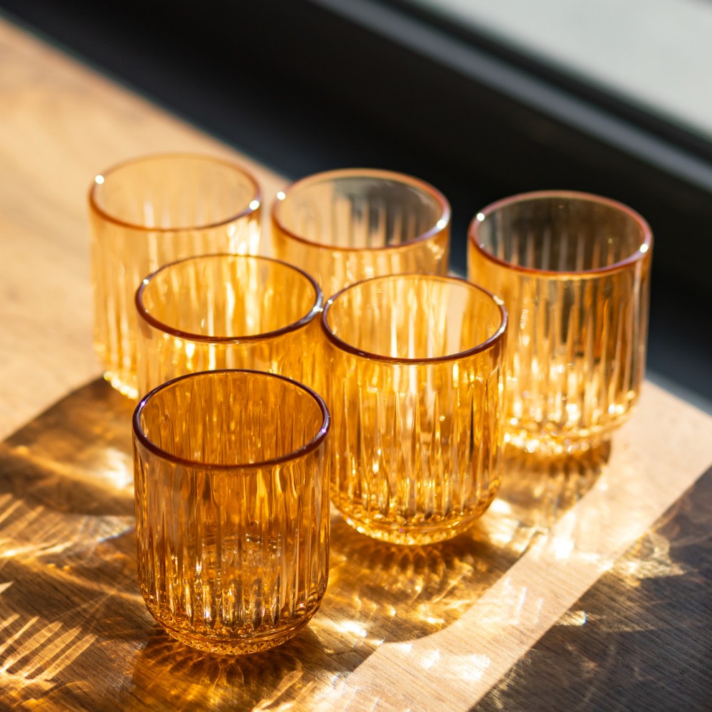 Набор стаканов 6 штук 250 мл из толстого стекла янтарный HP-19-248