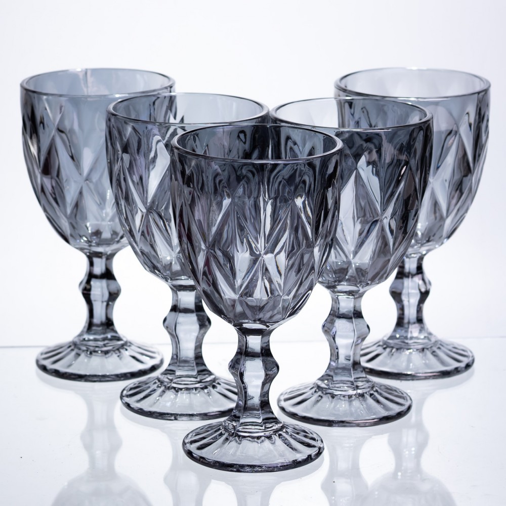 Набор бокалов столовых Fractal 6 штук по 300 мл HP-19-269 для напитков коктейлей шампанского прозрачный