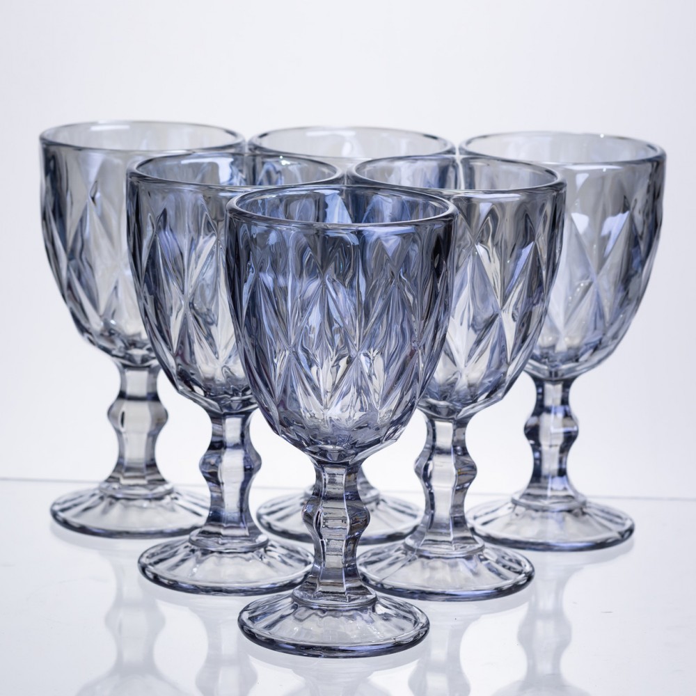 Набор бокалов столовых Diamond Blue 6 штук по 300 мл HP-19-275 прозрачный бокал для шампанского коктейлей