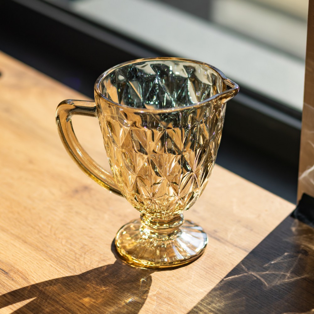 Глек для напитков Citrine стеклянный 1 л HP-19-279 кувшин для лимонада лимонадник декоративный с ручкой