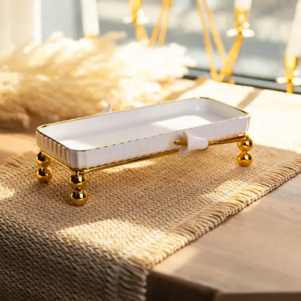 Блюдо сервировочное фарфоровое 25х10 см для закусок фруктов десертов LB-1566BH