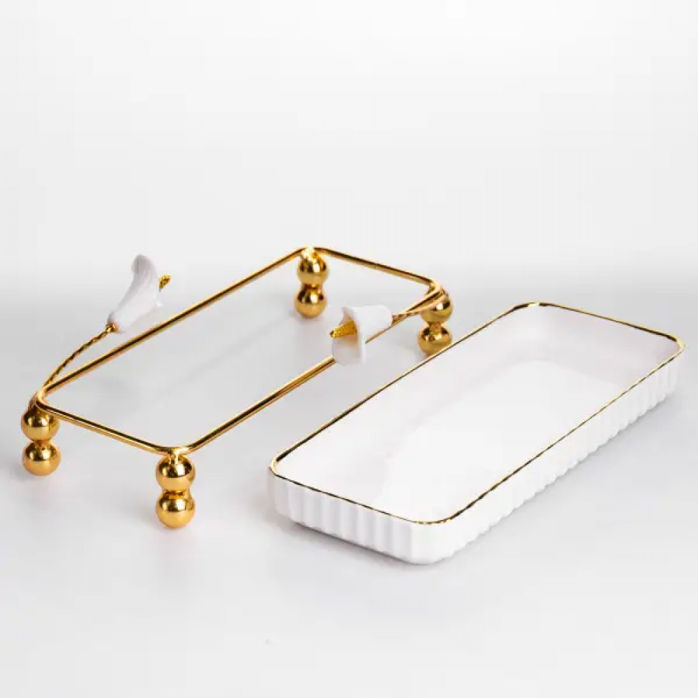 Блюдо сервировочное фарфоровое 25х10 см для закусок фруктов десертов LB-1566BH