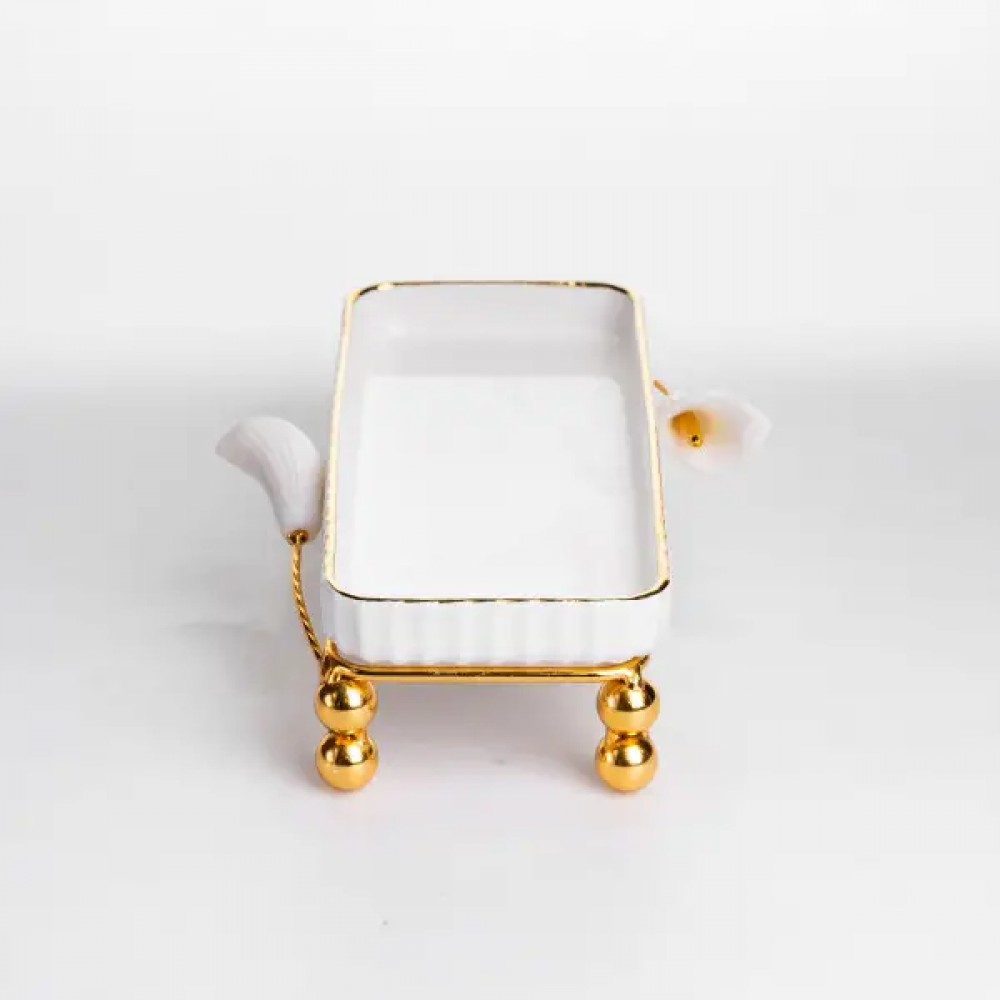 Блюдо сервировочное фарфоровое 25х10 см для закусок фруктов десертов LB-1566BH