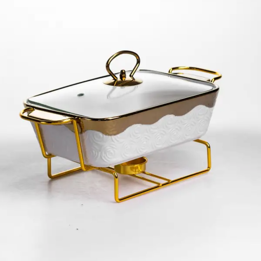 Мармитница фарфоровая 1 л на подставке с подогревом 31х16х11 см HNG-112-11