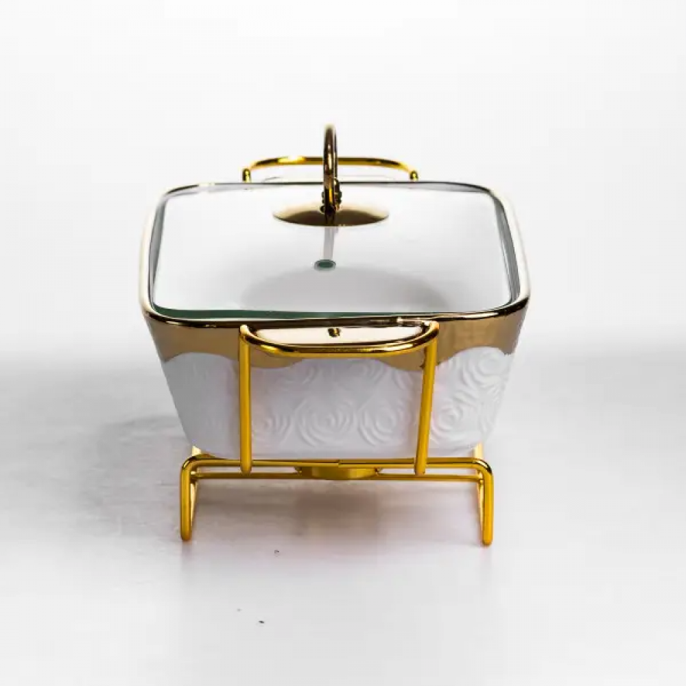 Мармитница фарфоровая 1 л на подставке с подогревом 31х16х11 см HNG-112-11