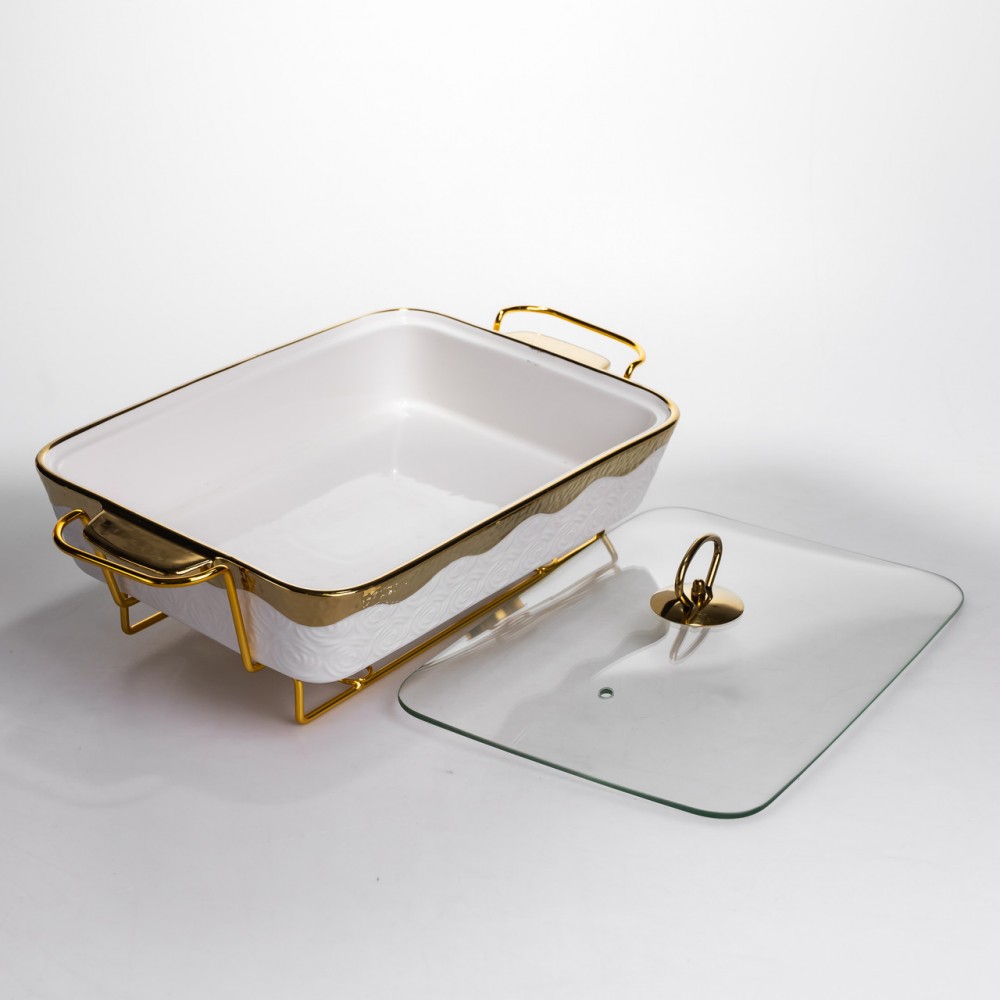 Мармитница фарфоровая 2 л на подставке с подогревом 40х22.5х15.5 см HNG-112-15