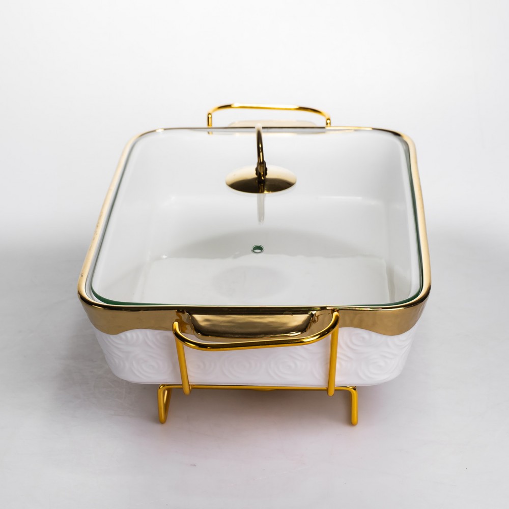 Мармитница фарфоровая 2 л на подставке с подогревом 40х22.5х15.5 см HNG-112-15