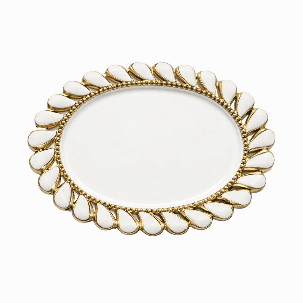 Фарфоровое блюдо Tiffany овальное сервировочное 41х27 см ML2028