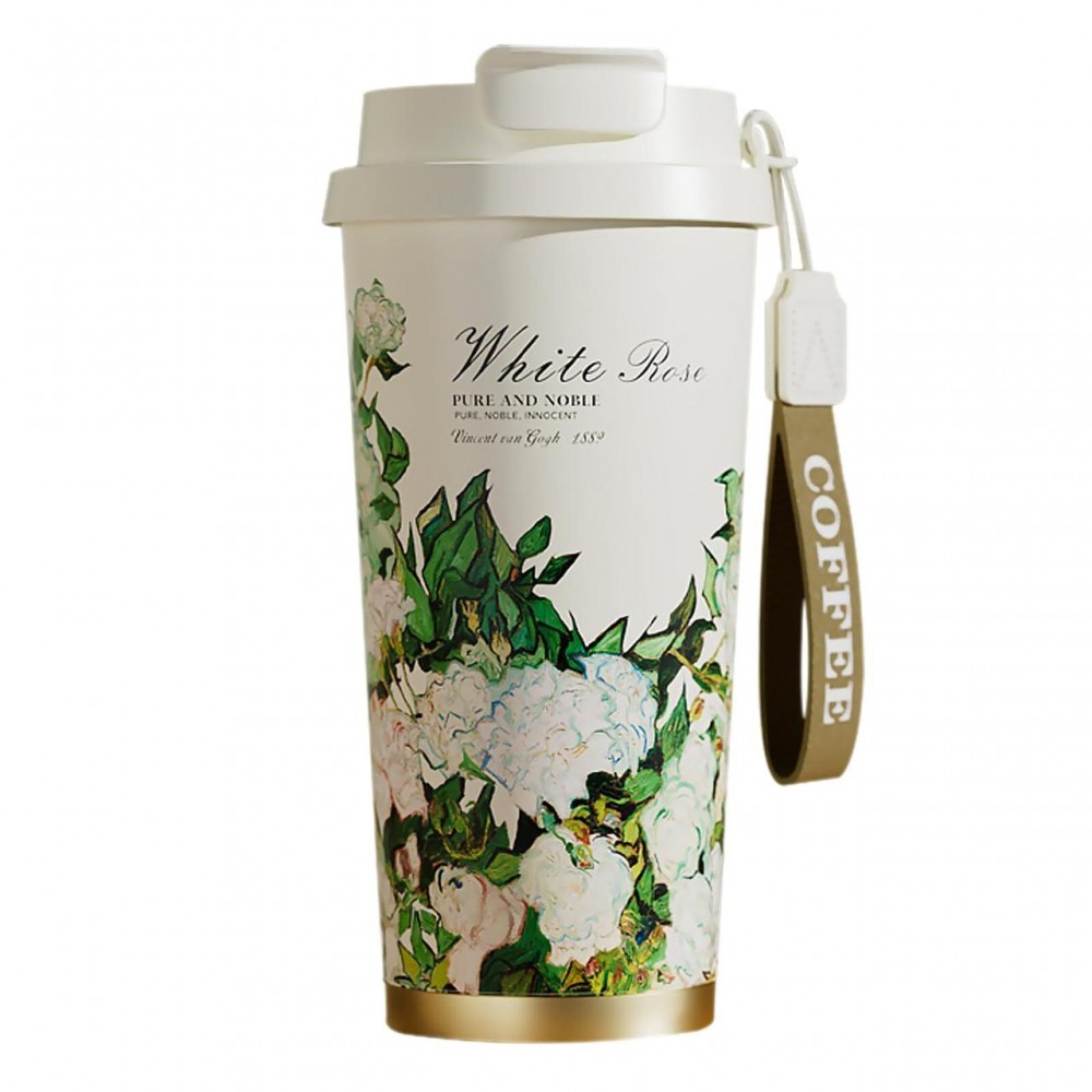 Термочашка 520 мл с трубочкой и двойным открыванием белый HP-FM-352-4