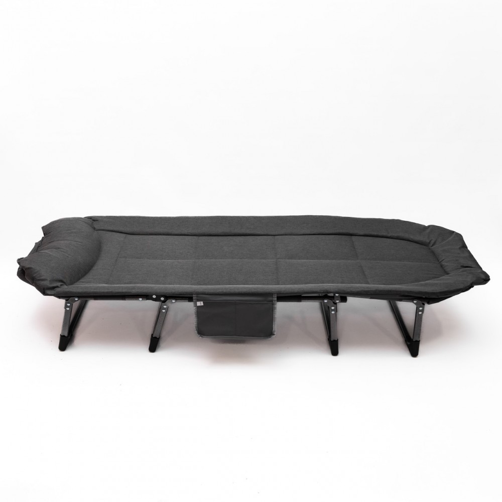 Шезлонг-кровать раскладная регулируемая 190х60 см для дачи кемпинга серая SJ-0125-190