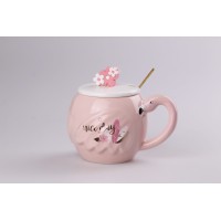 Чашка керамическая Flamingo 500мл с крышкой и ложкой чашки для кофе Nice day