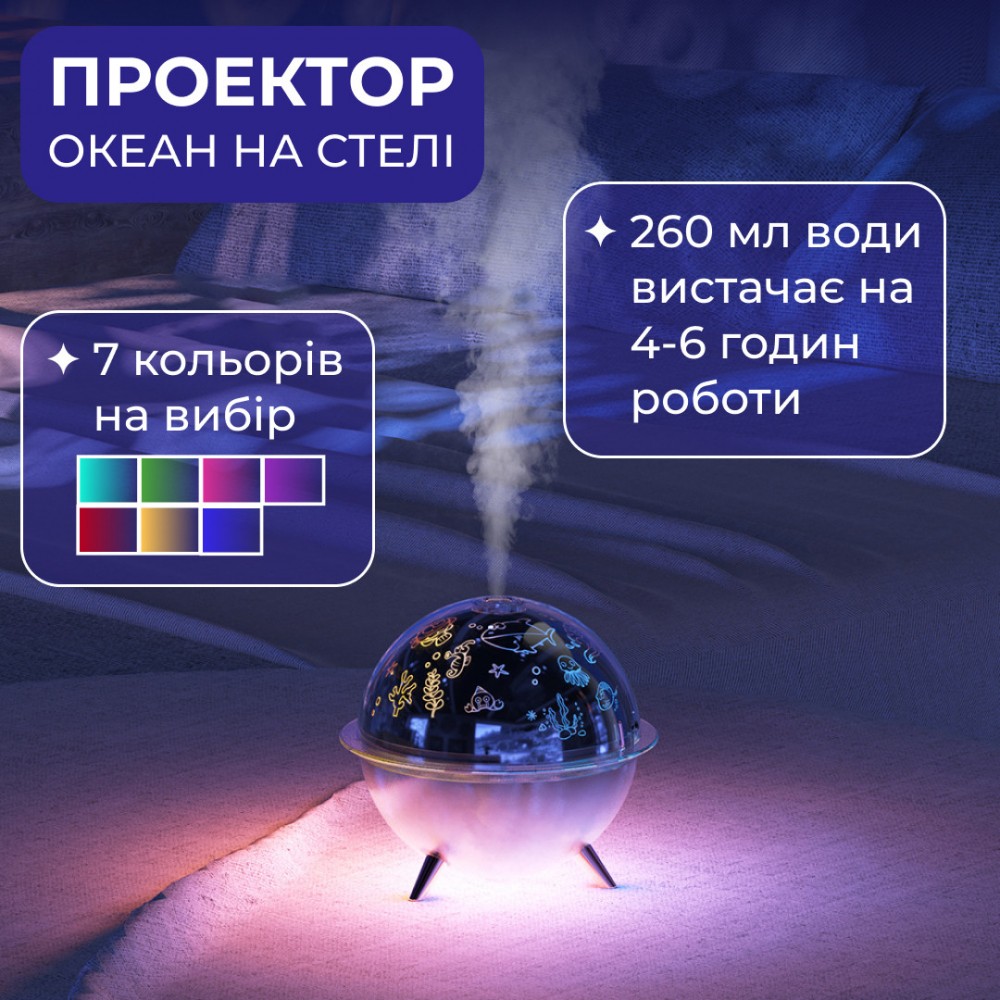 Увлажнитель воздуха-ночник с проекцией 260 мл, море