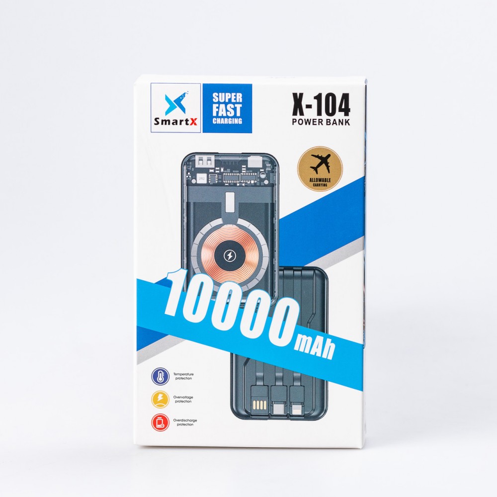 Повербанк с беспроводной зарядкой 10000mah 3 шнура в комплекте