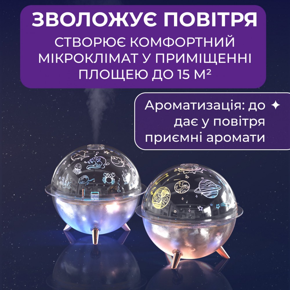 Увлажнитель воздуха-ночник с проекцией 260 мл, космос