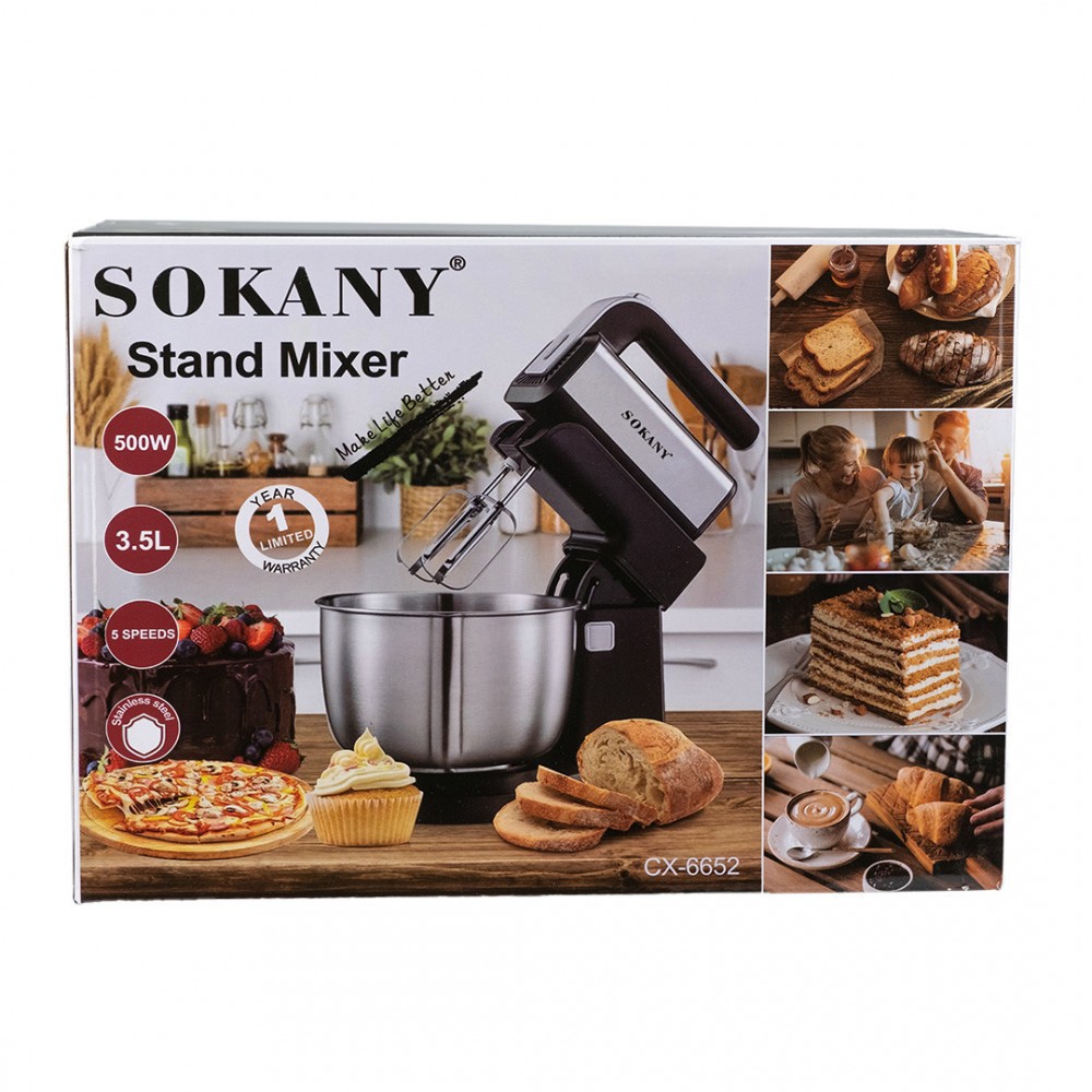 Миксер стационарный Sokany CX-6652 чаша на 3.5 л 500 Вт