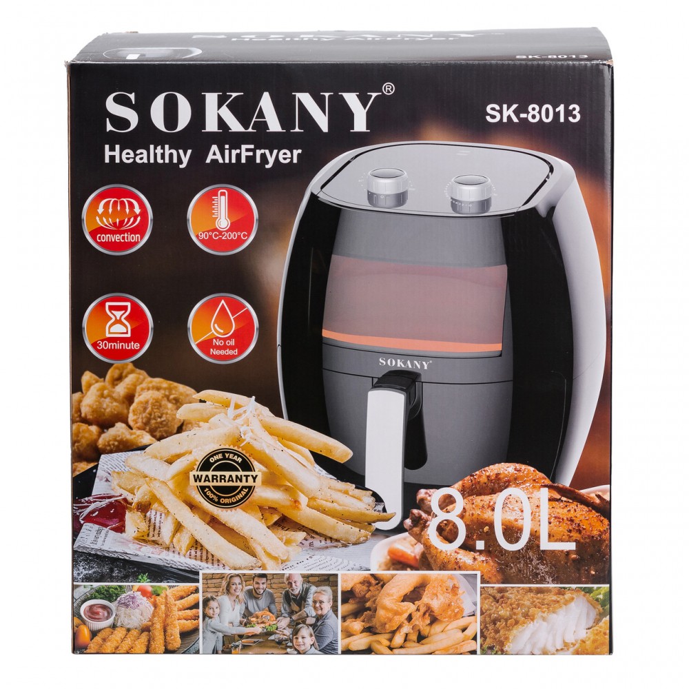 Аэрофритюрница Sokany SK-8013 на 8 литров, 1800 Вт черная