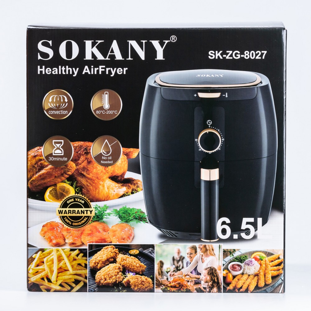 Аэрогриль-фритюрница Sokany SK-8027 на 6.5 литров, 1300 Вт черная