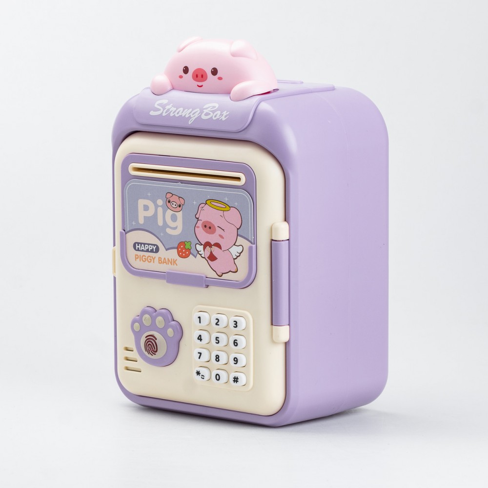 Сейф-скарбничка дитяча з купюроприймачем та кодовим замком "Pig" Фіолетовий