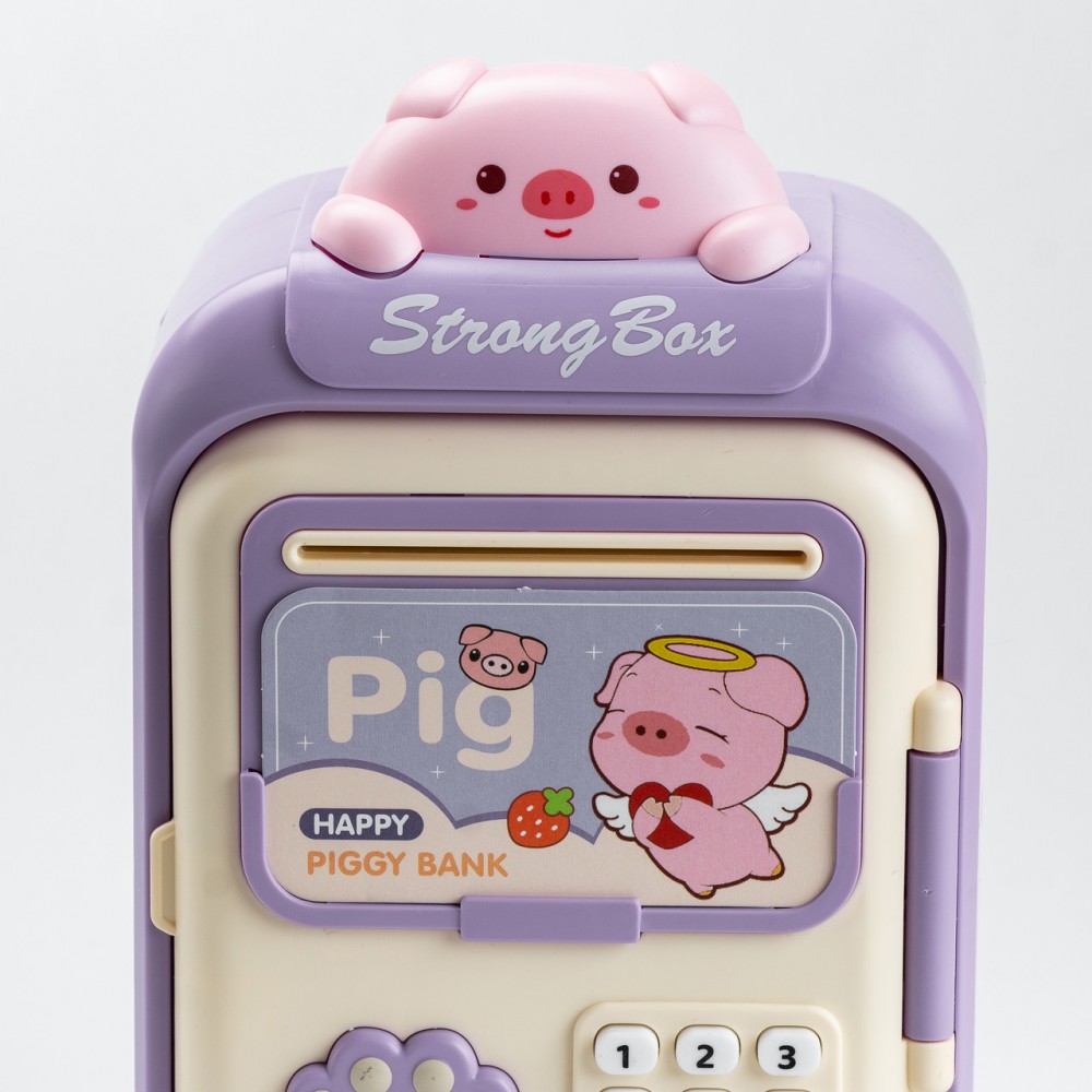 Сейф-скарбничка дитяча з купюроприймачем та кодовим замком "Pig" Фіолетовий