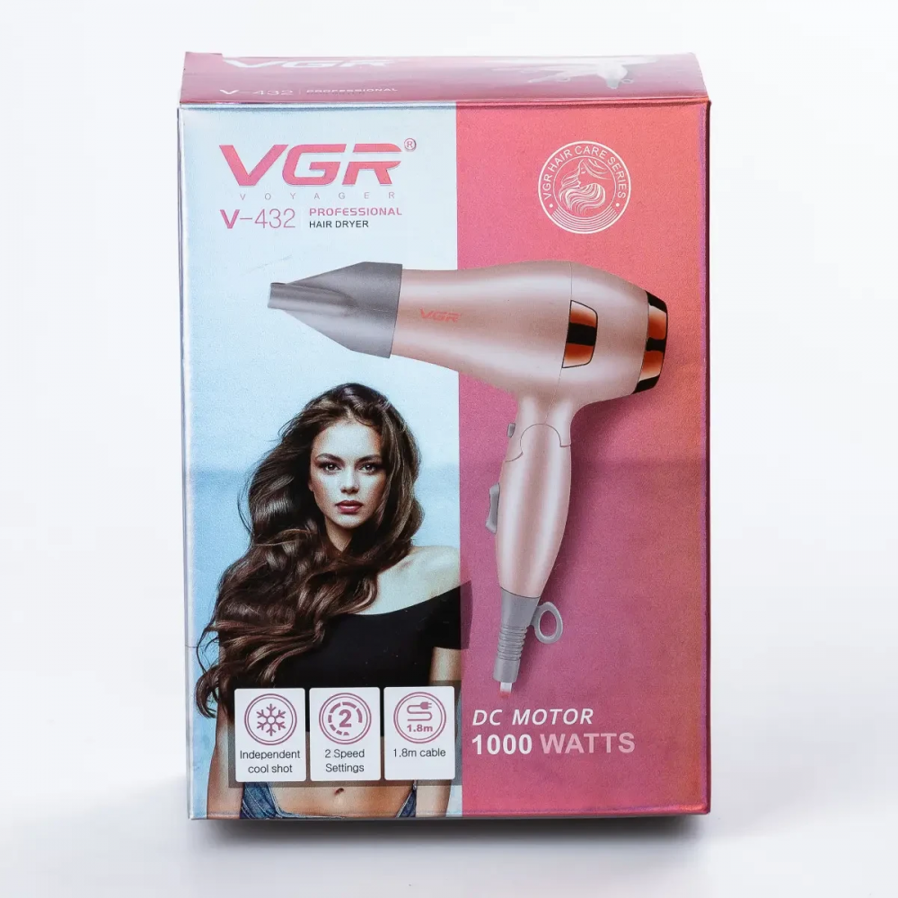 Фен для волосся VGR HPV432 з концентратором 1000 Вт Рожевий