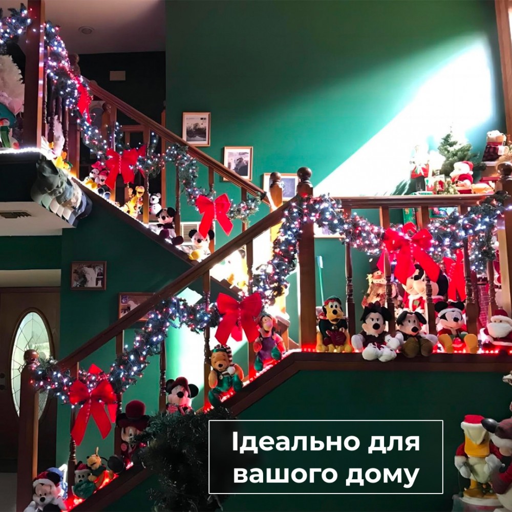 Гірлянда нитка 22м на 218 LED лампочок світлодіодна прозорий провід 8 режимів роботи