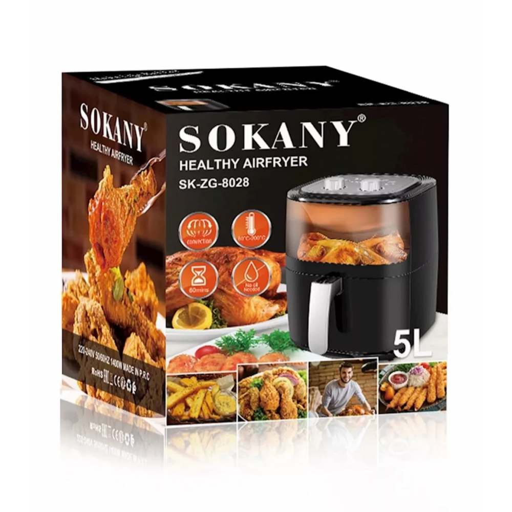 Аэрофритюрница Sokany SK-ZG-8028 на 5л, 1400 Вт черная