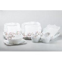 Столовый сервиз керамических квадратных тарелок на 6 персон 24 предмета белый