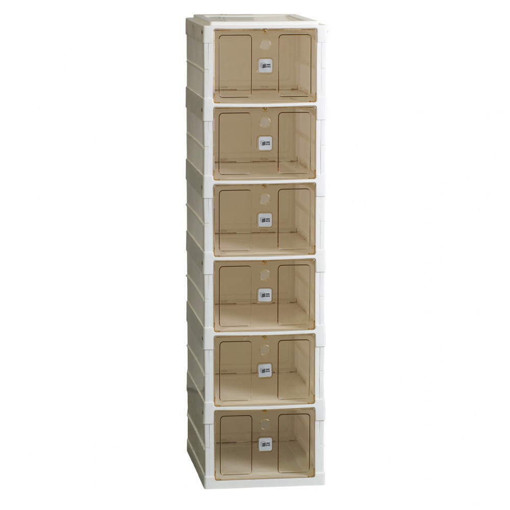 Шкаф для обуви портативный пластиковый 33 х 26 х 100 см на 6 полок Белый HPS658