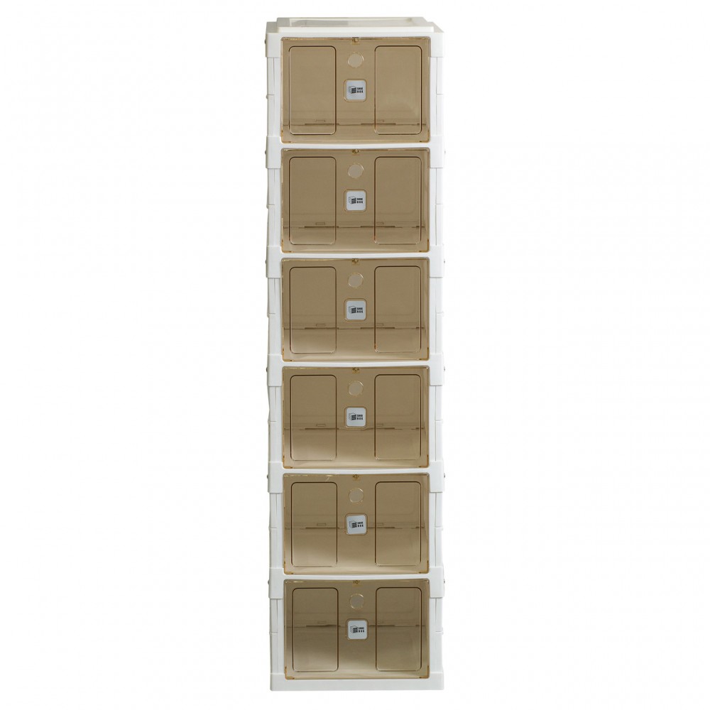 Шкаф для обуви портативный пластиковый 33 х 26 х 100 см на 6 полок Белый HPS658