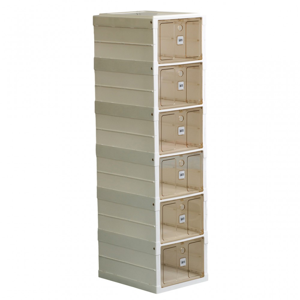 Шкаф для обуви портативный пластиковый 33 х 26 х 100 см на 6 полок Белый HPS658