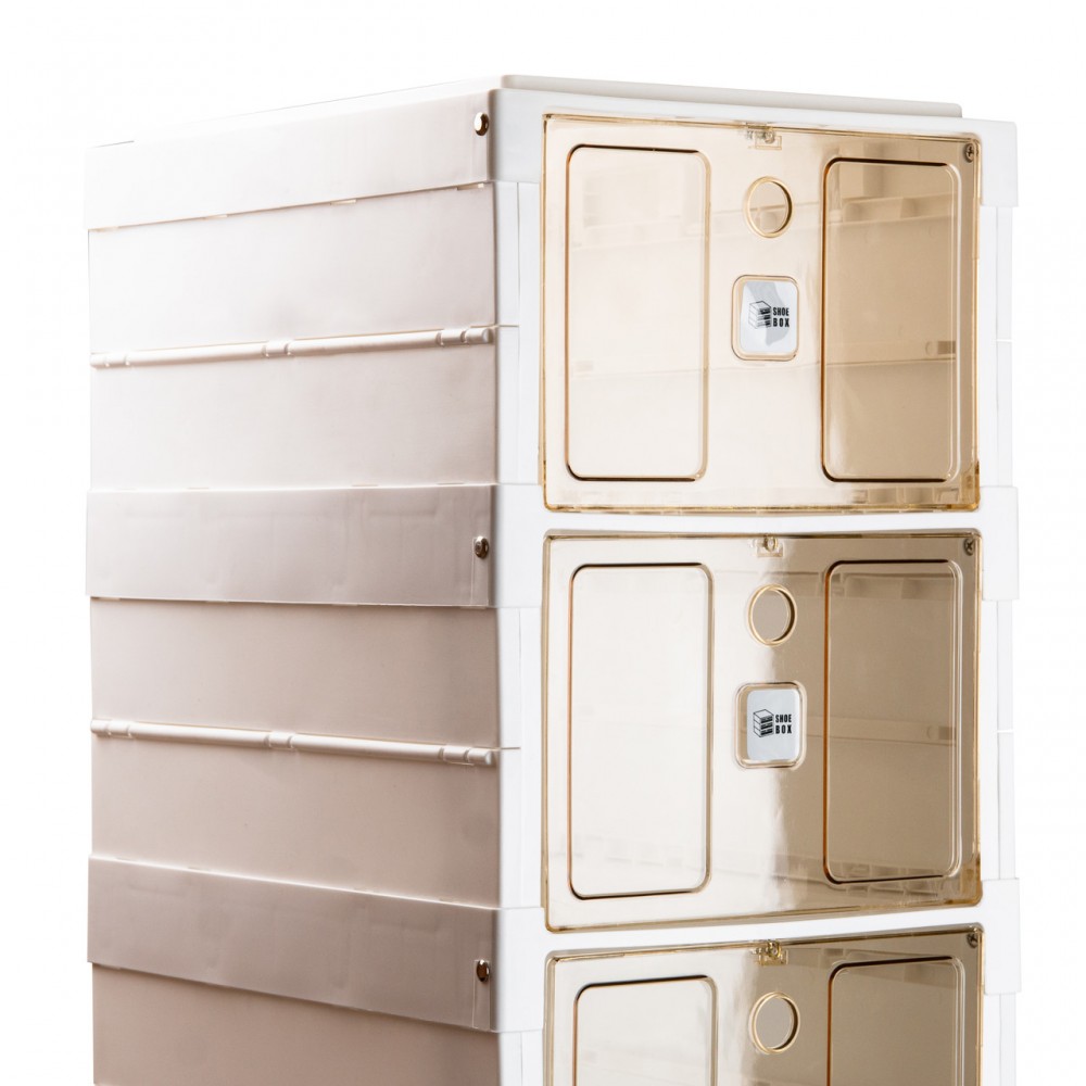 Шкаф для обуви портативный пластиковый 33 х 26 х 100 см на 6 полок Белый HPS658