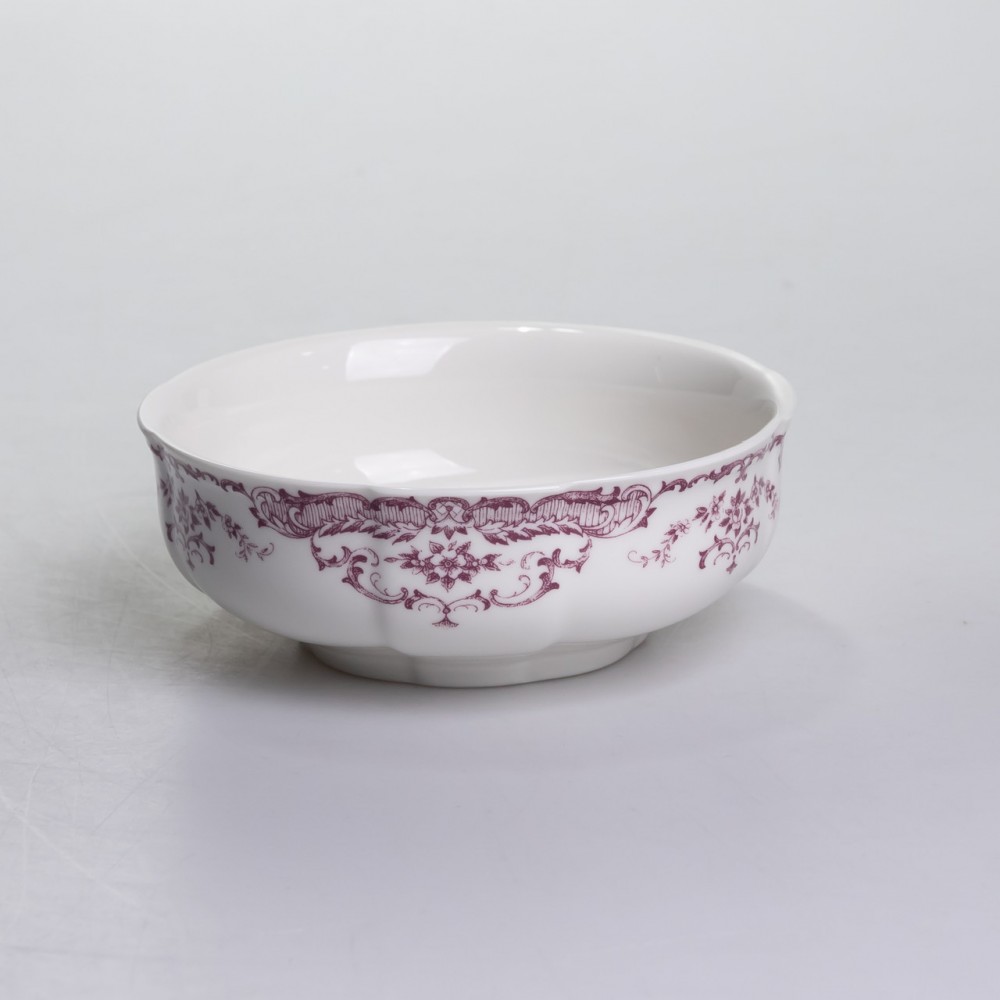 Столовый набор посуды тарелок и чашек 32 предмета на 6 персон "Бордовый Меандр" фарфоровый YY78-3A