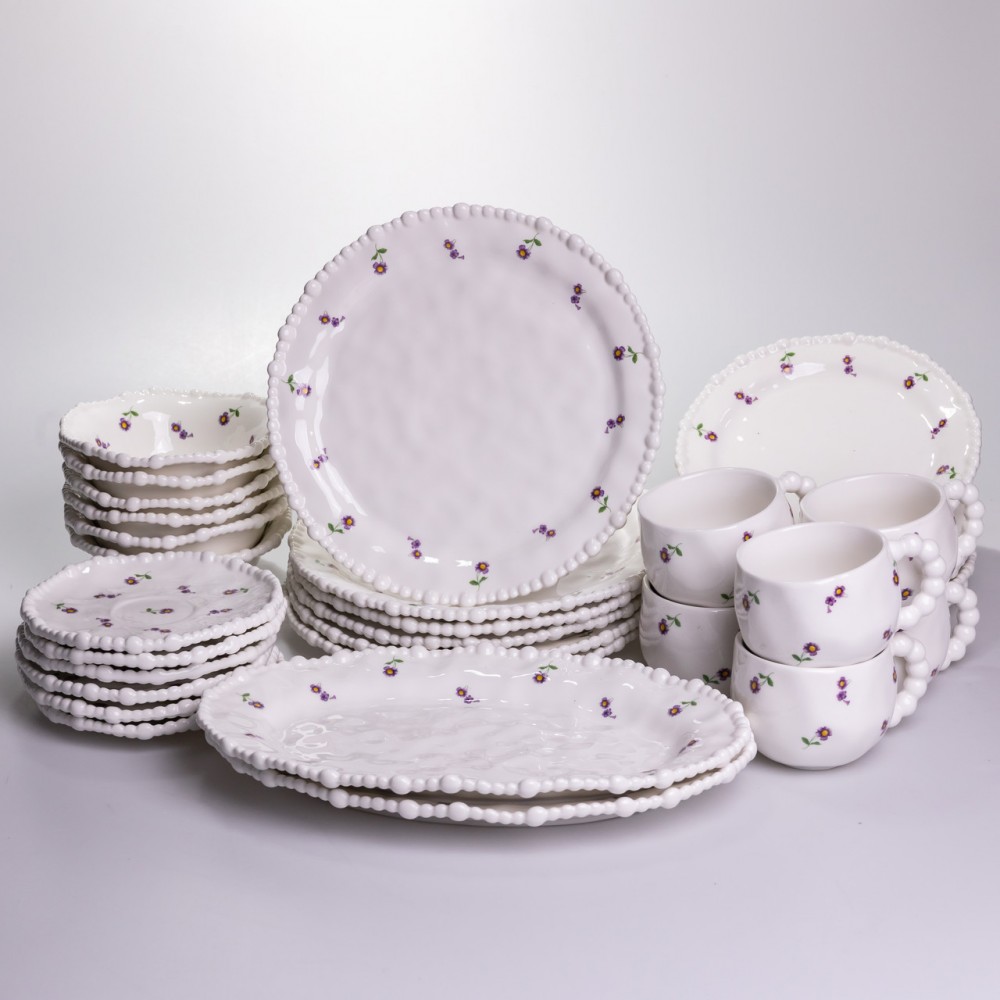 Столовый набор посуды тарелок и чашек 32 предмета на 6 персон Pearl фарфоровый YY78-4A