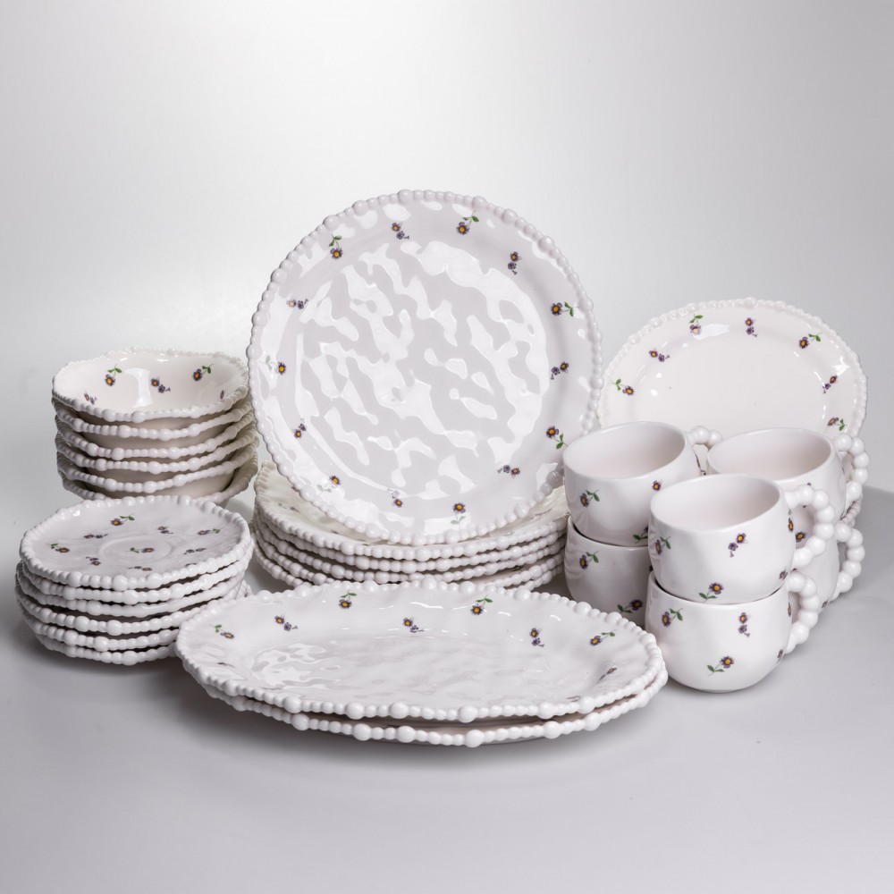 Столовый набор посуды тарелок и чашек 32 предмета на 6 персон Pearl фарфоровый YY78-4A