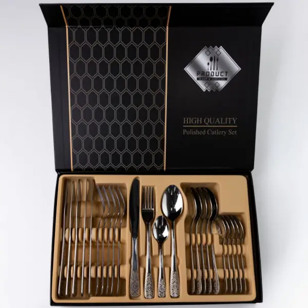 Набор столовых приборов из нержавеющей стали на 6 персон 24 предмета столовая ложка вилка нож в подарочной упаковке HP-16978-22