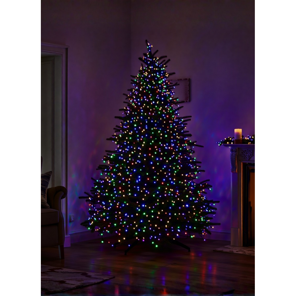 Новорічна гірлянда вулична 100 м 1000 LED з сонячною батареєю чорний провід Мультиколір SB1000L100MBML