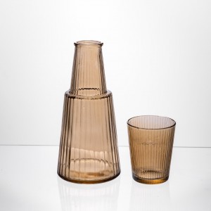 Глечик 800 мл зі склянкою 1 (шт) 250 (мл) графин для компоту соку води лимонаду глечик для напоїв Коричневий HP-19-TH-4