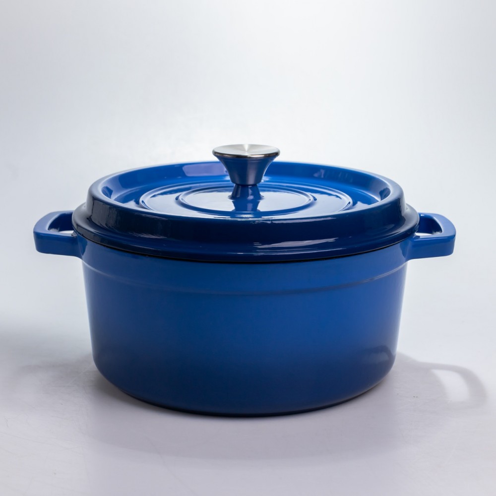 Кастрюля чугунная 4.5 л эмалированная с крышкой посуда для тушения запекания томления кухонная Синяя HP-1-19-BLUE