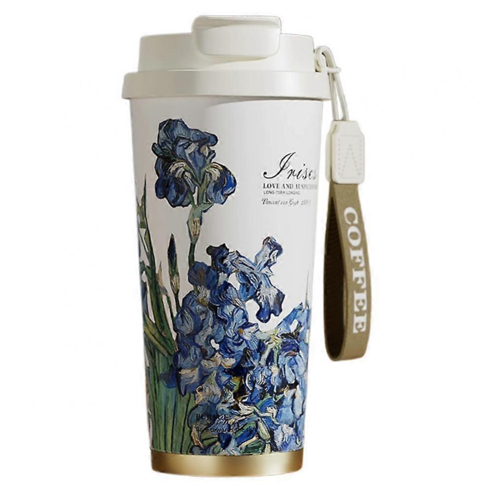 Термочашка 520 мл с мл с трубочкой и двойным открыванием белый HP-FM-352-1