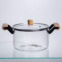 Скляна каструля 3.5 л з кришкою прозора кухонний посуд з боросилікатного скла для готування варіння страв HP-34-108