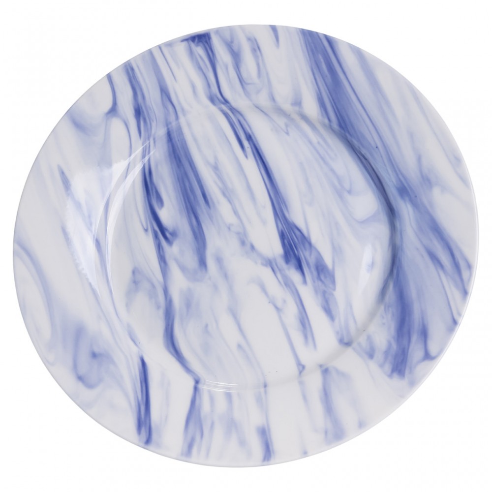 Столовий набір посуду тарілок і чашок 16 предметів на 4 особи Marble Clara порцеляновий Синій MD-16-3B