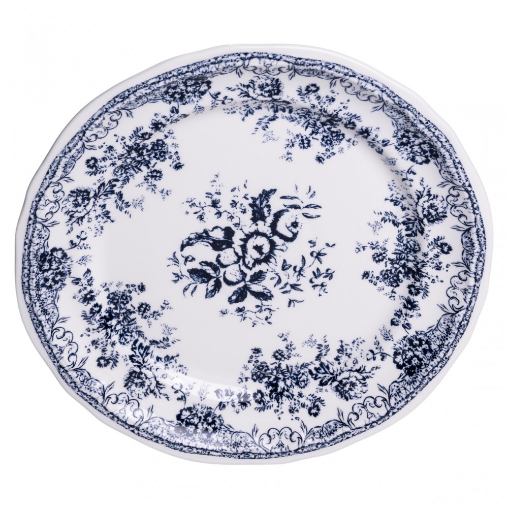 Столовый набор посуды тарелок и чашек 32 предмета на 6 персон Vintage Elegant фарфоровый, обеденный столовый сервиз тарелок Синий YY78-6A