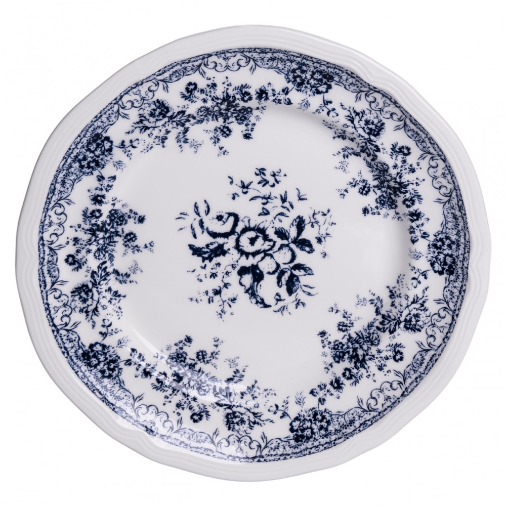 Столовый набор посуды тарелок и чашек 32 предмета на 6 персон Vintage Elegant фарфоровый, обеденный столовый сервиз тарелок Синий YY78-6A